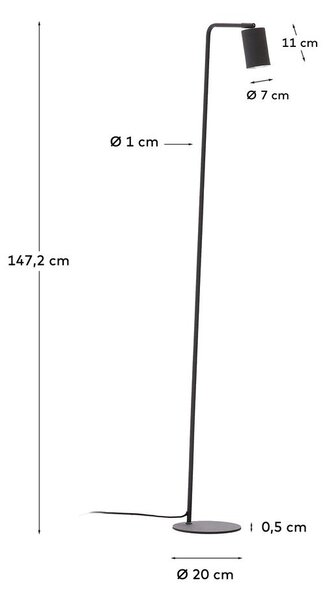 Črna stoječa svetilka (višina 147 cm) Manie – Kave Home