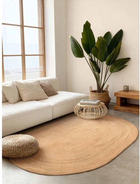 Obojestranska ročno tkana preproga iz jute v naravni barvi 160x230 cm Braided – Hanse Home
