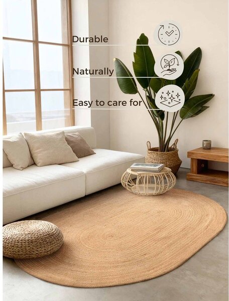 Obojestranska ročno tkana preproga iz jute v naravni barvi 160x230 cm Braided – Hanse Home