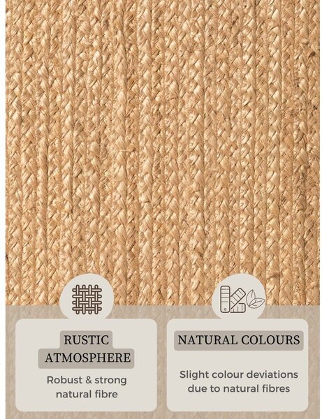 Obojestranska ročno tkana preproga iz jute v naravni barvi 160x230 cm Braided – Hanse Home