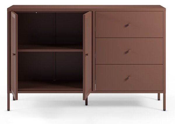 Bordo rdeča kovinska komoda 140x90x40 cm Fayna – Marckeric