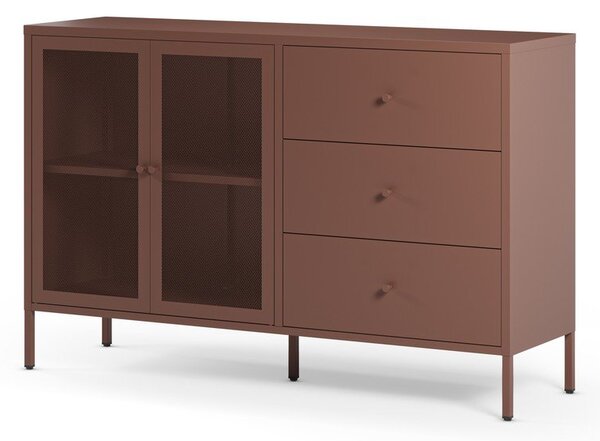Bordo rdeča kovinska komoda 140x90x40 cm Fayna – Marckeric