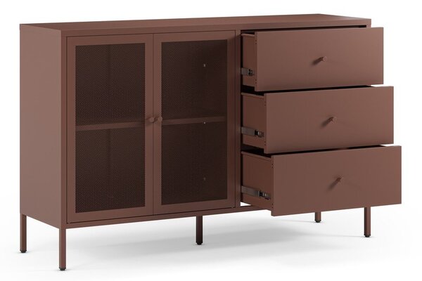 Bordo rdeča kovinska komoda 140x90x40 cm Fayna – Marckeric