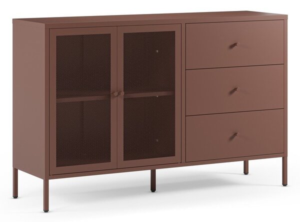 Bordo rdeča kovinska komoda 140x90x40 cm Fayna – Marckeric