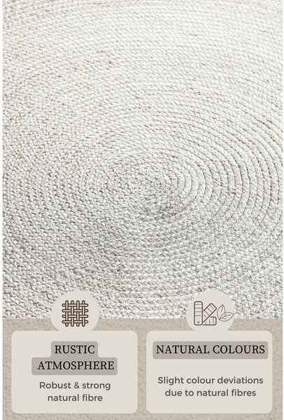 Bela obojestranska ročno tkana okrogla preproga iz jute ø 140 cm Braided – Hanse Home