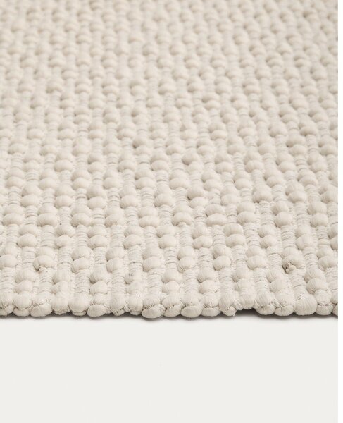 Kremno bela ročno tkana preproga iz mešanice bombaža 160x230 cm Mascarell – Kave Home