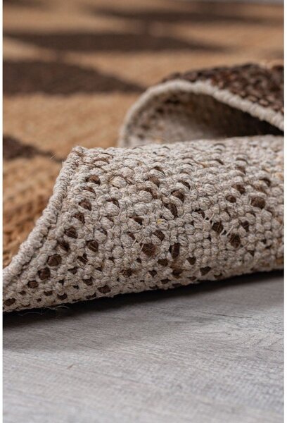 Ročno tkan tekač iz mešanice jute v rjavi in naravni barvi 80x230 cm Effie Diamond – Flair Rugs