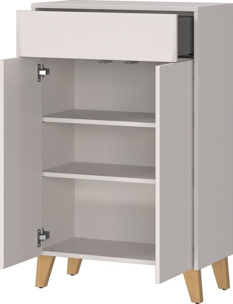 Kremno bela visoka kopalniška omarica v mat dekorju 63x101 cm Arnea – Germania