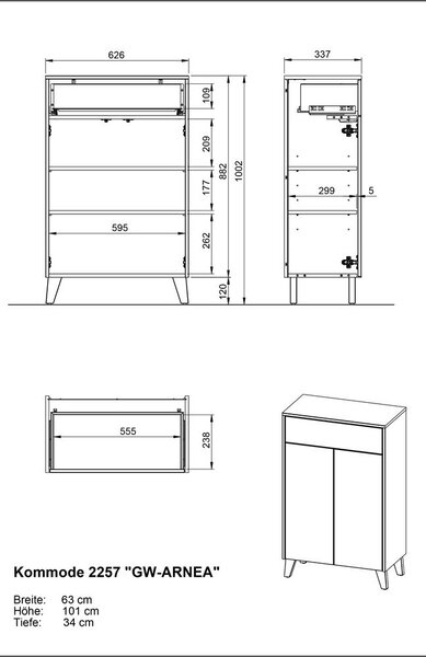 Kremno bela visoka kopalniška omarica v mat dekorju 63x101 cm Arnea – Germania