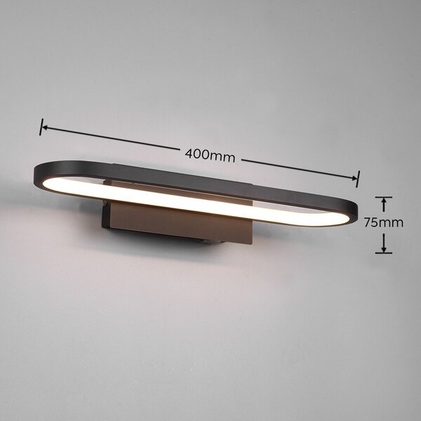 Mat črna stenska svetilka LED (dolžina 40 cm) Gianni - Trio
