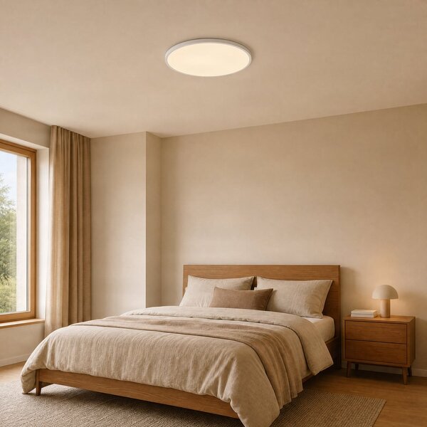 Nordlux LED-stropna svetilka Oja Smart, bela, Ø 60 cm, zatemnjen, Bela, Kuhinja, Plastika