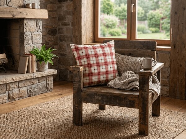 Prevleka za vzglavnik iz mikrovlaken TARTAN SRCE 45x45 cm, barvna