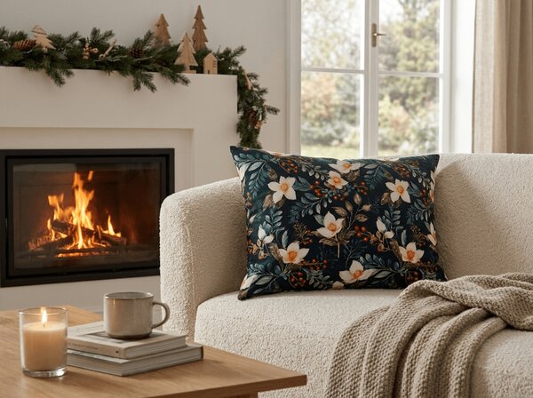 Prevleka za vzglavnik iz mikrovlaken WINTER MAGNOLIA 50x70 cm, barvna