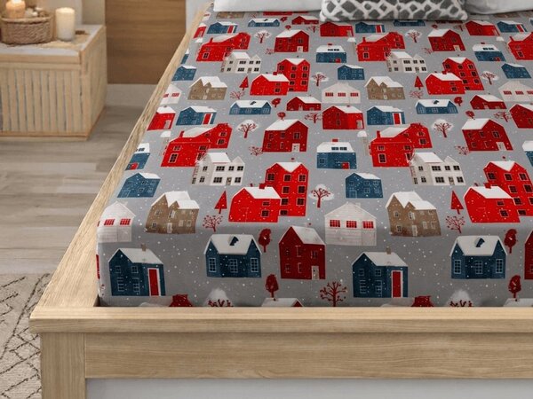 Rjuha iz mikrovlaken WINTER COTTAGE siva 90x200 cm