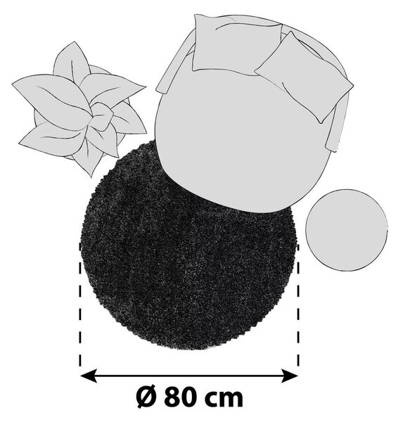 XXXL Preproga Fluffy, Ø 80cm, Antracit