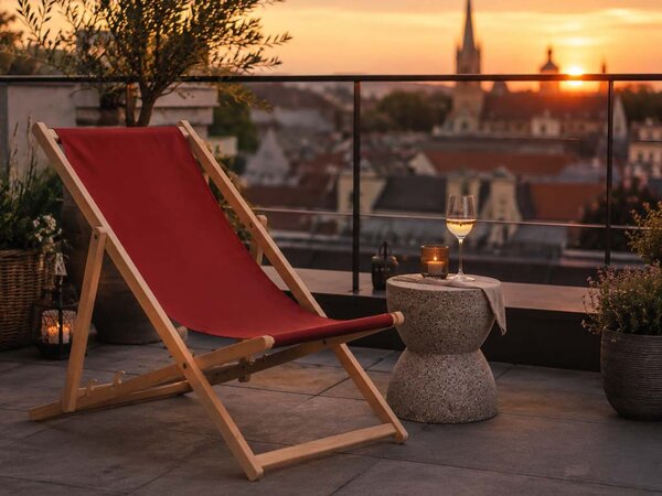 ATMOWOOD Lesen vrtni ležalnik bordo rdeč