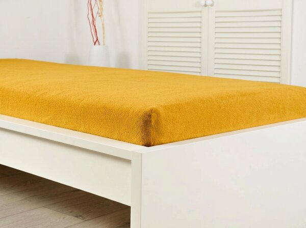 Frotirasta rjuha za otroško posteljico PREMIUM 60x120 cm rumeno-oranžna