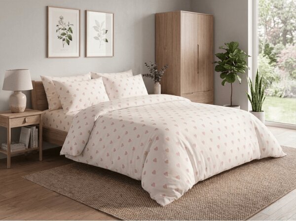 Bombažna posteljnina PINK HEART CHARM bela, 100% bombaž Dimenzije posteljnine: 70 x 90 cm | 140 x 200 cm