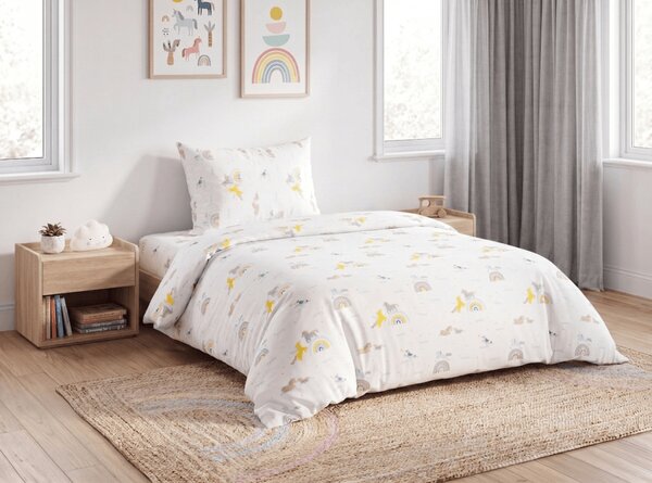 Otroška bombažna posteljnina MAGIC UNICORN bela, 100% bombaž Dimenzije posteljnine: 70 x 90 cm | 140 x 200 cm