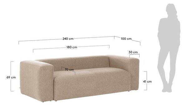 Bež kavč Kave Home Blok, 240 cm