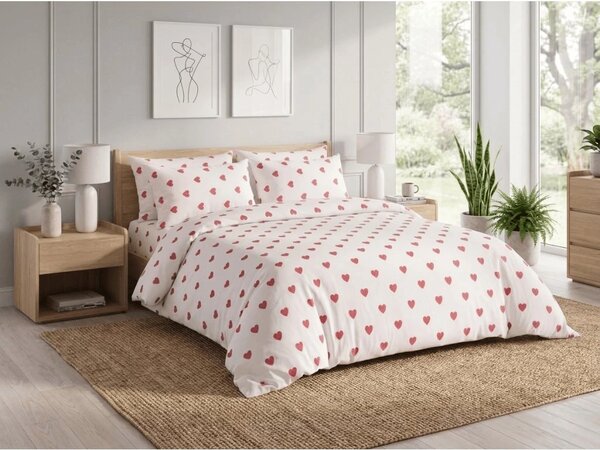 Bombažna posteljnina HEART CHARM bela, 100% bombaž Dimenzije posteljnine: 70 x 90 cm | 140 x 200 cm