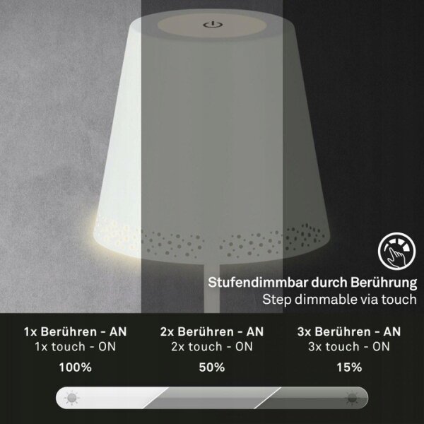 Briloner 1438016 - LED Zatemnitven na dotik talna svetilka LED/3,5W/5V 3000K 130 cm bela