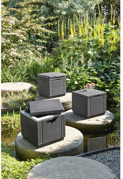 Temno siv vrtni tabure Cube – Keter