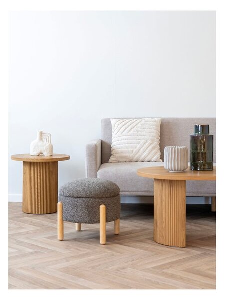 Rjav tabure iz tkanine bouclé Medas – House Nordic