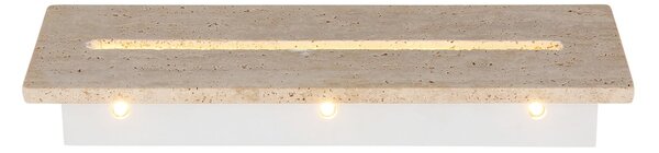 Globo LED-stenna svetilka Rojas, bež/bela, travertin, širina 40 cm, Bela, Dnevna soba / jedilnica, Kamen