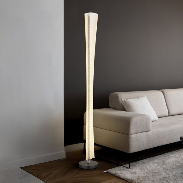 Globo LED-stoječa svetilka Malinda, prosojna/antracitna, višina 155 cm, CCT, Prozorna, Dnevna soba / jedilnica, Plastika
