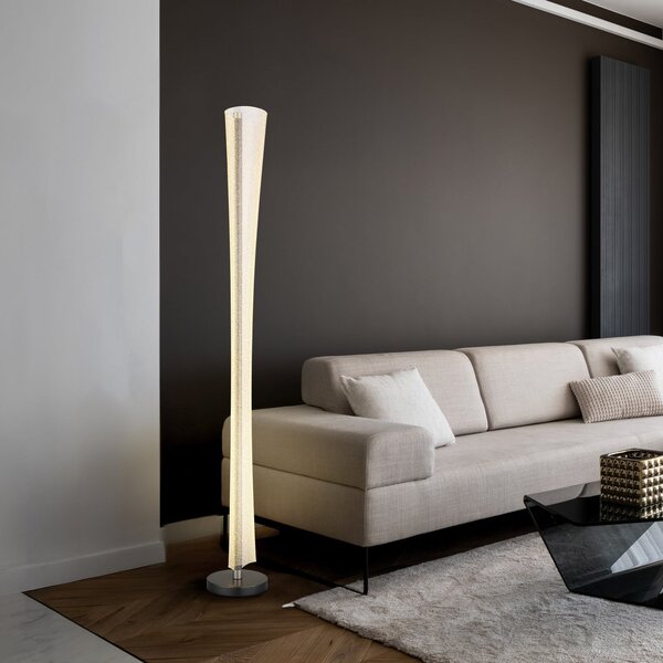 Globo LED-stoječa svetilka Malinda, prosojna/antracitna, višina 155 cm, CCT, Prozorna, Dnevna soba / jedilnica, Plastika