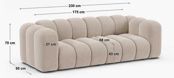 Oranžna sedežna garnitura 228 cm Lupine – Micadoni Home