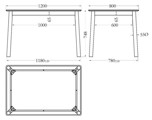 Jedilna miza v hrastovem dekorju 80x120 cm Barlow – Actona