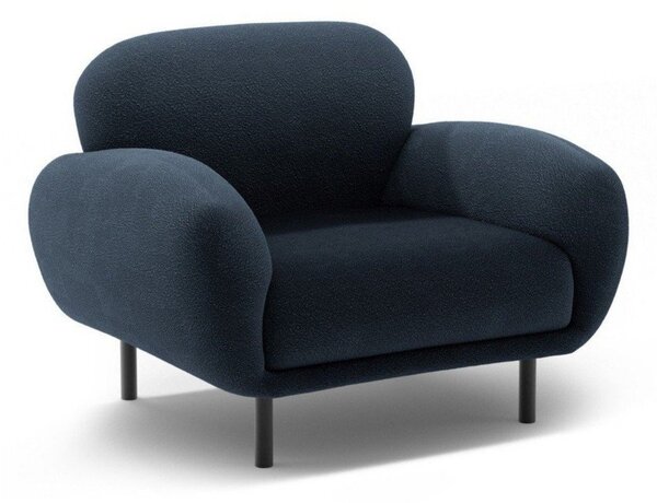 Temno moder fotelj iz tkanine bouclé Poppy – Micadoni
