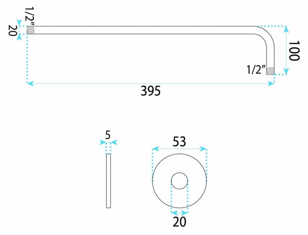 Držalo za tuš glavo okroglo REA JS-9021 40cm Chrome