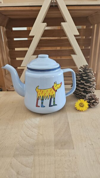 Čajnik emajliran Smaltum svetlo moder s kužkom 1,5l