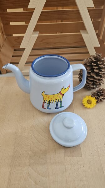 Čajnik emajliran Smaltum svetlo moder s kužkom 1,5l