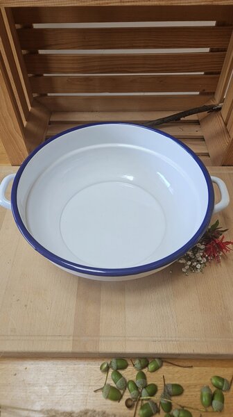 Kmečka skleda bela z modrim robom 32 cm