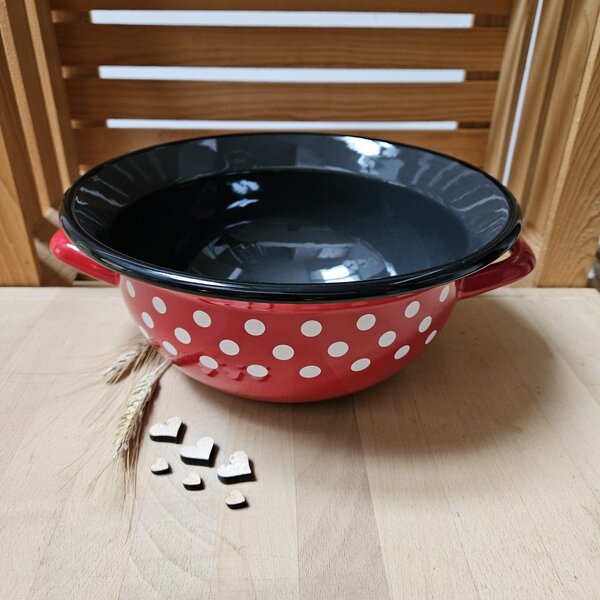 Kmečka skleda rdeča s pikami 28 cm
