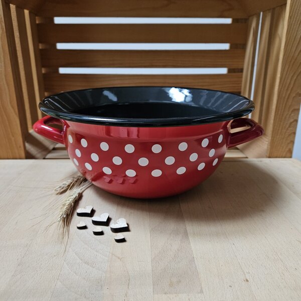 Kmečka skleda rdeča s pikami 28 cm