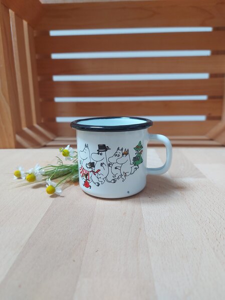 Lonček emajliran mumin bel 7cm