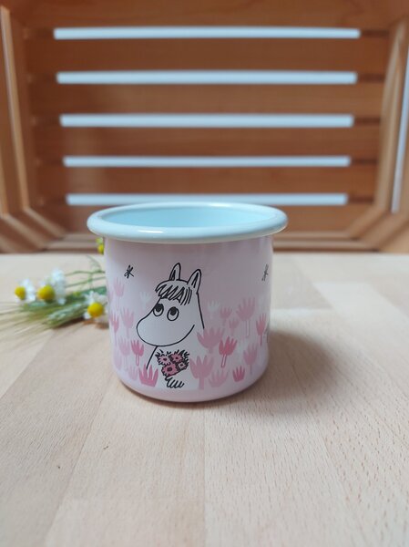 Lonček emajliran mumin bel 7cm