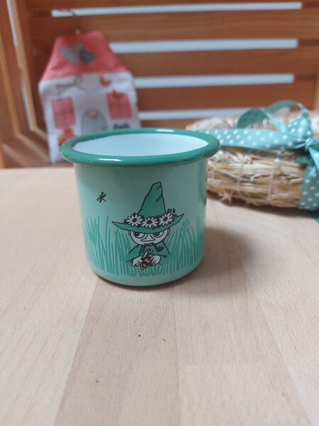 Lonček emajliran mumin zelen fi 7cm