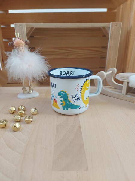 Lonček emajliran Dinozaver fi 8 cm