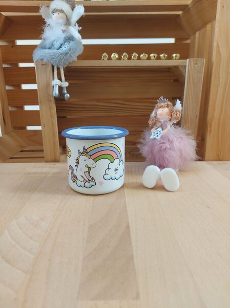 Lonček emajliran Samorog fi 8 cm