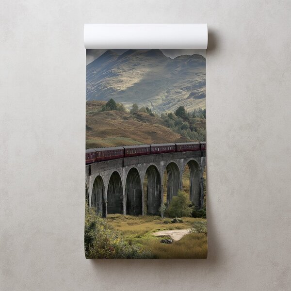 Tapeta vlak na gorskem viaduktu
