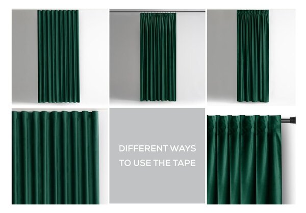 Temno zelena žametna zavesa za delno zatemnitev 140x245 cm Pleat – Restilo