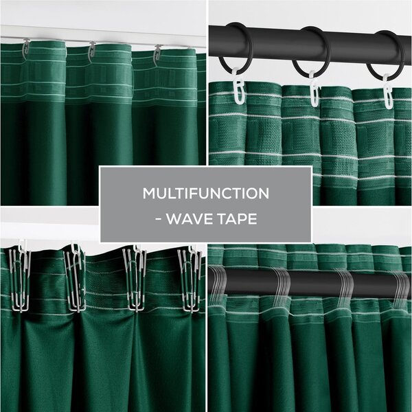 Temno zelena žametna zavesa za delno zatemnitev 140x245 cm Pleat – Restilo