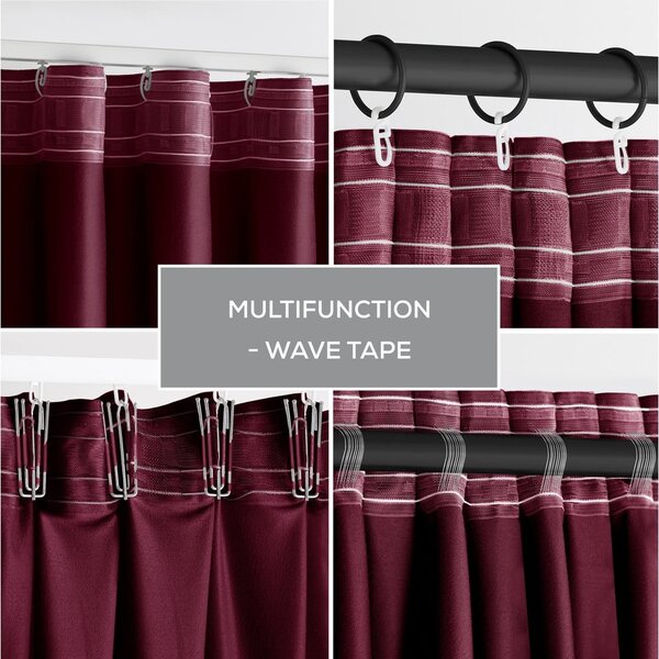 Bordo rdeča žametna zavesa za delno zatemnitev 140x245 cm Pleat – Restilo