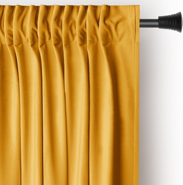 Rumena žametna zavesa za delno zatemnitev 140x245 cm Pleat – Restilo